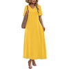 image:imageWIHOLL Womens Maxi Dresses V Neck Vacation Beach Sundresses Floral Travel Summer DressPlain Yellow