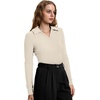 image:imageWIHOLL Womens Polo Shirts Long Sleeve Business Casual Tops Collared V Neck Ribbed Knit Sweater Slim Fit BlousesApricot
