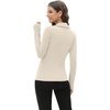 image:imageWIHOLL Womens Polo Shirts Long Sleeve Business Casual Tops Collared V Neck Ribbed Knit Sweater Slim Fit BlousesApricot
