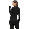 image:imageWIHOLL Womens Polo Shirts Long Sleeve Business Casual Tops Collared V Neck Ribbed Knit Sweater Slim Fit BlousesBlack