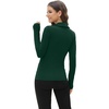 image:imageWIHOLL Womens Polo Shirts Long Sleeve Business Casual Tops Collared V Neck Ribbed Knit Sweater Slim Fit BlousesDark Green