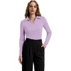 image:imageWIHOLL Womens Polo Shirts Long Sleeve Business Casual Tops Collared V Neck Ribbed Knit Sweater Slim Fit BlousesLilac