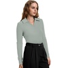 image:imageWIHOLL Womens Polo Shirts Long Sleeve Business Casual Tops Collared V Neck Ribbed Knit Sweater Slim Fit BlousesSage Green