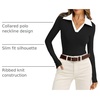 image:imageWIHOLL Womens Polo Shirts Long Sleeve Business Casual Tops Collared V Neck Ribbed Knit Sweater Slim Fit BlousesZblackwhite