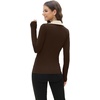 image:imageWIHOLL Womens Polo Shirts Long Sleeve Business Casual Tops Collared V Neck Ribbed Knit Sweater Slim Fit BlousesZchocolate Brownapricot