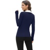 image:imageWIHOLL Womens Polo Shirts Long Sleeve Business Casual Tops Collared V Neck Ribbed Knit Sweater Slim Fit BlousesZnavy Bluewhite