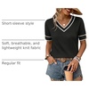 image:imageWIHOLL Womens Short Sleeve Sweater Lightweight Knit Tops Summer Spring Shirts with Buttons Trendy1black White Striped