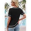 image:imageWIHOLL Womens Short Sleeve Sweater Lightweight Knit Tops Summer Spring Shirts with Buttons Trendy1black White Striped
