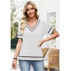image:imageWIHOLL Womens Short Sleeve Sweater Lightweight Knit Tops Summer Spring Shirts with Buttons Trendy1white Black Striped