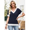 image:imageWIHOLL Womens Short Sleeve Sweater Lightweight Knit Tops Summer Spring Shirts with Buttons Trendy2navy Blue