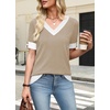 image:imageWIHOLL Womens Short Sleeve Sweater Lightweight Knit Tops Summer Spring Shirts with Buttons Trendy6beige