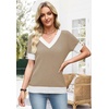 image:imageWIHOLL Womens Short Sleeve Sweater Lightweight Knit Tops Summer Spring Shirts with Buttons Trendy6beige