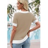 image:imageWIHOLL Womens Short Sleeve Sweater Lightweight Knit Tops Summer Spring Shirts with Buttons Trendy6beige
