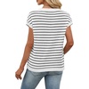 image:imageWIHOLL Womens Short Sleeve Sweater V Neck Cute Summer Fall Striped Pullover1black White