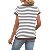 image:imageWIHOLL Womens Short Sleeve Sweater V Neck Cute Summer Fall Striped Pullover1white Black Coffee