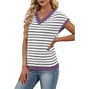 image:imageWIHOLL Womens Short Sleeve Sweater V Neck Cute Summer Fall Striped Pullover1white Black Purple