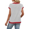 image:imageWIHOLL Womens Short Sleeve Sweater V Neck Cute Summer Fall Striped Pullover1white Black Red