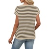 image:imageWIHOLL Womens Short Sleeve Sweater V Neck Cute Summer Fall Striped PulloverBeige Black