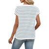 image:imageWIHOLL Womens Short Sleeve Sweater V Neck Cute Summer Fall Striped PulloverBlue White