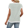 image:imageWIHOLL Womens Short Sleeve Sweater V Neck Cute Summer Fall Striped PulloverGreen White