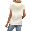 image:imageWIHOLL Womens Short Sleeve Sweater V Neck Cute Summer Fall Striped PulloverKhaki White