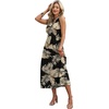 image:imageWIHOLL Womens Summer Dresses Maxi Dress Vacation Beach Sundresses 2026 with PocketsFloral Black Leaves