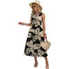 image:imageWIHOLL Womens Summer Dresses Maxi Dress Vacation Beach Sundresses 2026 with PocketsFloral Black Leaves