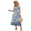 image:imageWIHOLL Womens Summer Dresses Maxi Dress Vacation Beach Sundresses 2026 with PocketsFloral Blue and White Porcelain