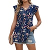 image:imageWIHOLL Womens Summer Tops 2026 Babydoll Shirts Ruffle Sleeve Spring Outfits Dressy Casual BlousesFloral Navy