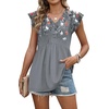 image:imageWIHOLL Womens Summer Tops 2026 Babydoll Shirts Ruffle Sleeve Spring Outfits Dressy Casual BlousesGrey Floral