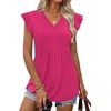 image:imageWIHOLL Womens Summer Tops 2026 Babydoll Shirts Ruffle Sleeve Spring Outfits Dressy Casual BlousesHot Pink