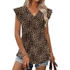 image:imageWIHOLL Womens Summer Tops 2026 Babydoll Shirts Ruffle Sleeve Spring Outfits Dressy Casual BlousesLeopard