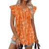 image:imageWIHOLL Womens Summer Tops 2026 Babydoll Shirts Ruffle Sleeve Spring Outfits Dressy Casual BlousesOrange Pattern