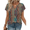 image:imageWIHOLL Womens Summer Tops 2026 Cap Short Sleeve Shirts V Neck Tshirts Spring Blouses Beach Vacation ClothesPrint 01
