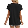 image:imageWIHOLL Womens Summer Tops 2026 Cap Short Sleeve Shirts V Neck Tshirts Spring Blouses Beach Vacation ClothesSolid Black