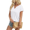 image:imageWIHOLL Womens Summer Tops 2026 Cap Short Sleeve Shirts V Neck Tshirts Spring Blouses Beach Vacation ClothesSolid White