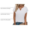 image:imageWIHOLL Womens Summer Tops 2026 Cap Short Sleeve Shirts V Neck Tshirts Spring Blouses Beach Vacation ClothesSolid White