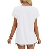 image:imageWIHOLL Womens Summer Tops 2026 Cap Short Sleeve Shirts V Neck Tshirts Spring Blouses Beach Vacation ClothesSolid White