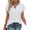 image:imageWIHOLL Womens Summer Tops 2026 Cap Short Sleeve Shirts V Neck Tshirts Spring Blouses Beach Vacation ClothesSolid White