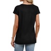 image:imageWIHOLL Womens Summer Tops Cap Short Sleeve Shirts Button Down Blouses U Neck T Shirts Fashion ClothingAll Black