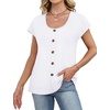 image:imageWIHOLL Womens Summer Tops Cap Short Sleeve Shirts Button Down Blouses U Neck T Shirts Fashion ClothingAll White