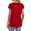 image:imageWIHOLL Womens Summer Tops Cap Short Sleeve Shirts Button Down Blouses U Neck T Shirts Fashion ClothingClassi Red
