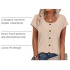 image:imageWIHOLL Womens Summer Tops Cap Short Sleeve Shirts Button Down Blouses U Neck T Shirts Fashion ClothingKhaki