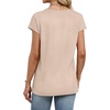 image:imageWIHOLL Womens Summer Tops Cap Short Sleeve Shirts Button Down Blouses U Neck T Shirts Fashion ClothingKhaki
