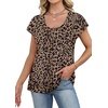 image:imageWIHOLL Womens Summer Tops Cap Short Sleeve Shirts Button Down Blouses U Neck T Shirts Fashion ClothingLeopard
