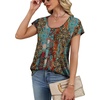 image:imageWIHOLL Womens Summer Tops Cap Short Sleeve Shirts Button Down Blouses U Neck T Shirts Fashion ClothingMuticolored