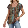 image:imageWIHOLL Womens Summer Tops Cap Short Sleeve Shirts Button Down Blouses U Neck T Shirts Fashion ClothingMuticolored