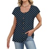 image:imageWIHOLL Womens Summer Tops Cap Short Sleeve Shirts Button Down Blouses U Neck T Shirts Fashion ClothingNavy Polka Dot