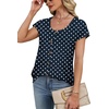 image:imageWIHOLL Womens Summer Tops Cap Short Sleeve Shirts Button Down Blouses U Neck T Shirts Fashion ClothingNavy Polka Dot