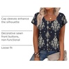 image:imageWIHOLL Womens Summer Tops Cap Short Sleeve Shirts Button Down Blouses U Neck T Shirts Fashion ClothingNavy Printed